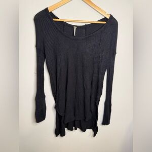 Free People Trashed/Distressed Long Sleeve Thermal Top